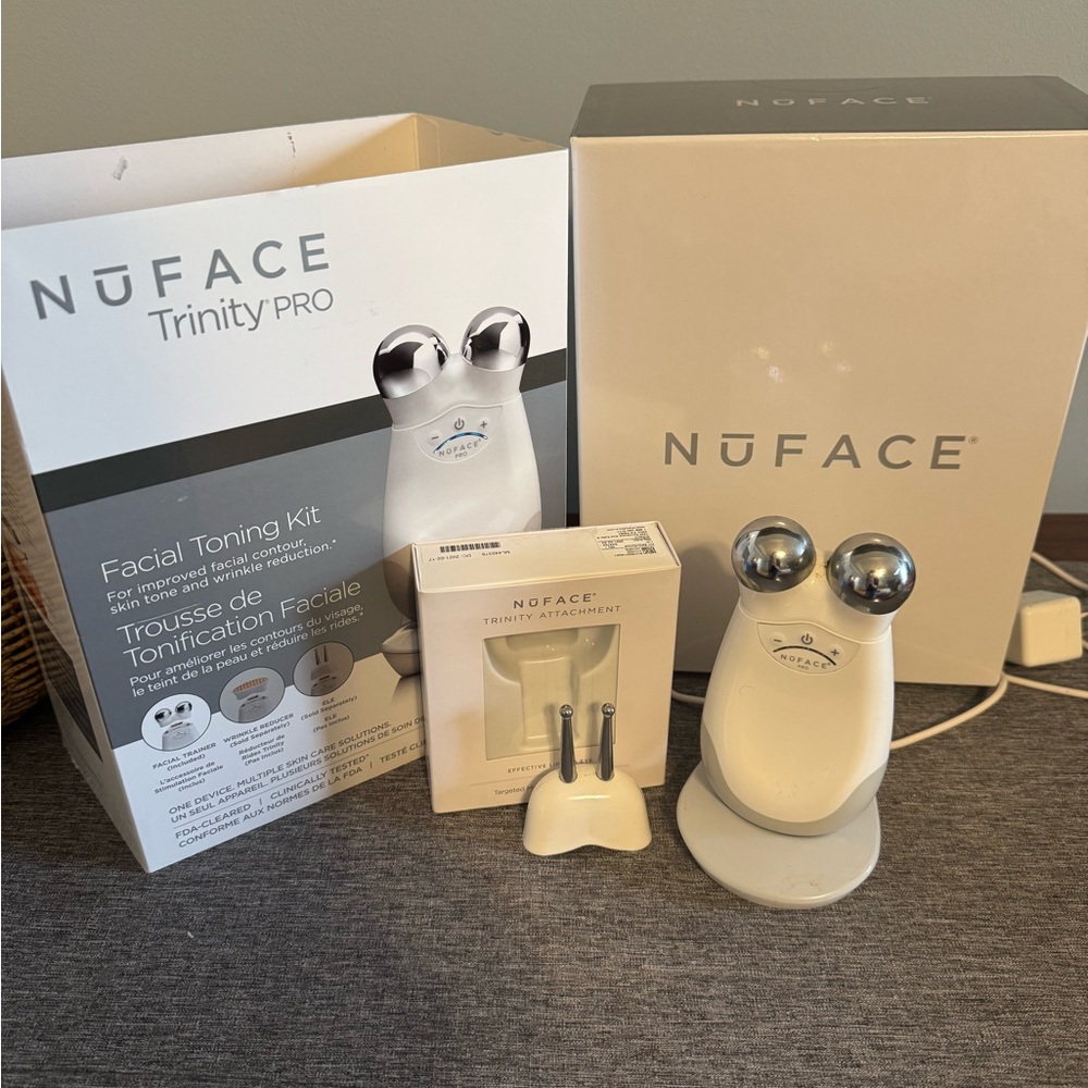 Priced to sell:: NuFace Silver Skincare Tool Set with Facial Toning Device